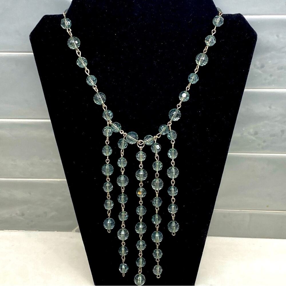 Multi strand waterfall beaded Statement necklace Art Deco style Festoon